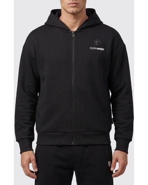 Philipp Plein Cotton Blend Zip-Up Hoodie - Black