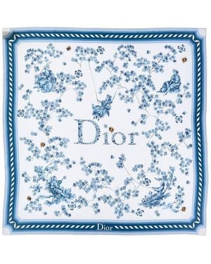 Dior Clover Silk Scarf - Blue