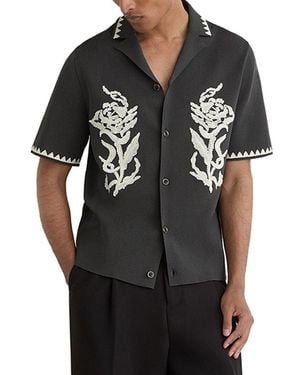 Reiss Folia Cuban Button Through Jumper - Black