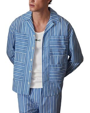 Reiss Fonta Stripe Cotton Polo Shirt - Blue