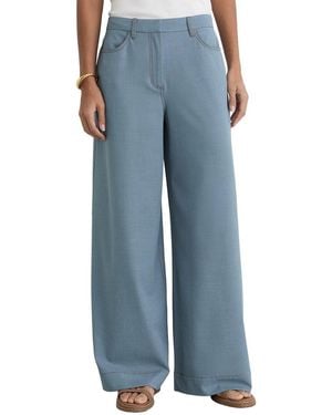Reiss Charlotte Denim Look Wide Leg Trouser - Blue