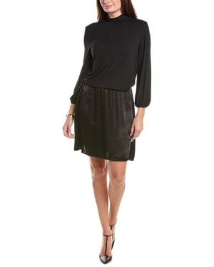 Michael Stars Myla Mock Neck 2-fer Mini Dress - Black