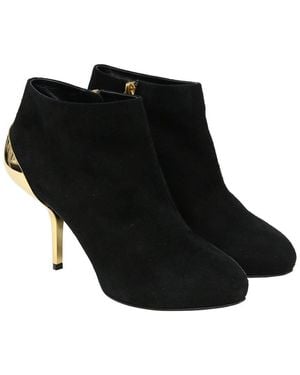 Giuseppe Zanotti Suede Gold Heel Detail Bootie (authentic Pre-loved) - Black