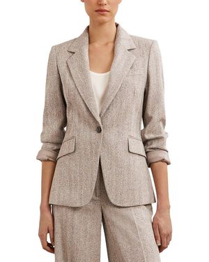 Reiss Isla Single Breasted Textured Blazer - Natural