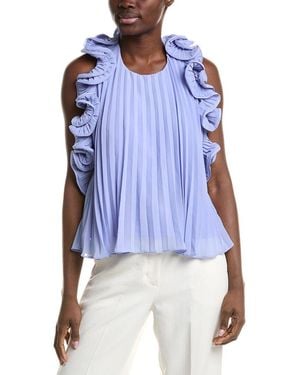 AMUR Halter Pleated Blouse - Blue