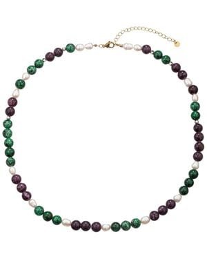 Eye Candy LA Pearl Lily Multicolor Beaded Necklace - Black