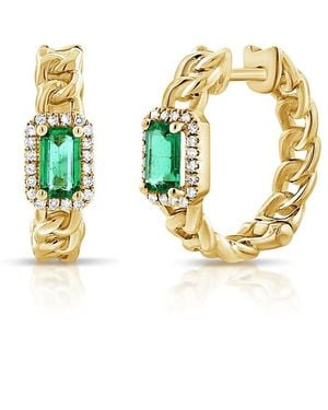 Sabrina Designs 14k 1.07 Ct. Tw. Diamond & Emerald Huggie Earrings - Metallic