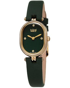 Burgi Burgi Satin Over Leather Diamond Watch - Green