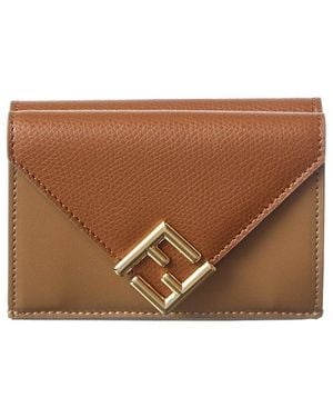 Fendi Ff Diamond Mini Leather Wallet - Brown