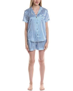 Petite Plume 2Pc Classic Silk Short Set - Blue