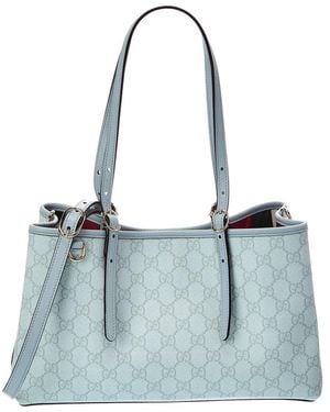 Gucci Medium Gg Supreme Canvas & Leather Tote - Blue