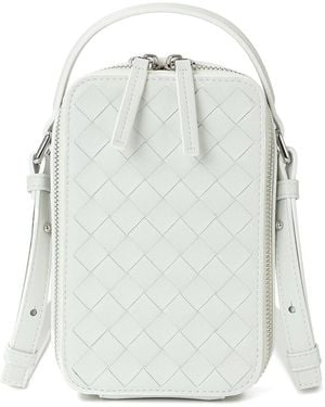 Tiffany & Fred Paris Hand-Woven Leather Phone Bag - White