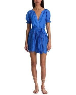 Alice + Olivia Thalia Puff Sleeve Button Down Tunic Dress - Blue