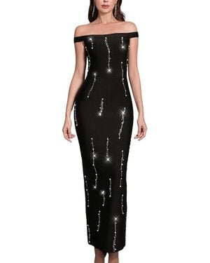 Ariele Tesoro Embellished Off-The-Shoulder Maxi Dress - Black