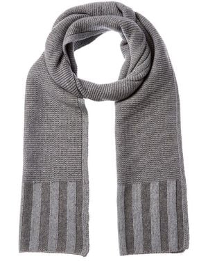 Forte Plaited Garter Rib Trim Cashmere Scarf - Grey