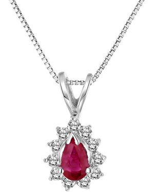 Diana M. Jewels Fine Jewellery 14k 0.35 Ct. Tw. Diamond & Ruby Pendant Necklace - White