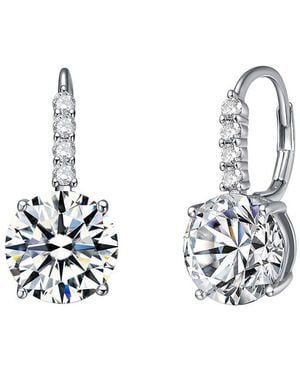 Rachel Glauber Rhodium Plated Cz Drop Earrings - Metallic