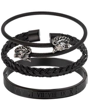 Eye Candy LA Premium Collection Titanium Leo 3pc Stretch Bracelet Set - White