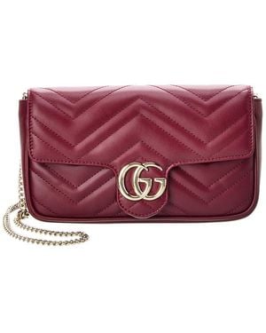 Gucci GG Marmont Mini Leather Shoulder Bag - Purple