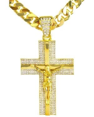 Stephen Oliver 18K Plated Cz Cross Drop Necklace - Metallic