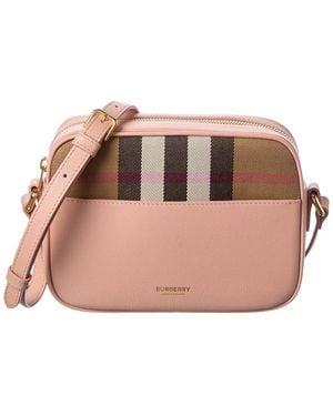 Burberry Small Check Canvas & Leather Camera Bag - Brown