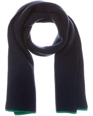 Vince Shaker Stitch Tipped Wool & Cashmere-Blend Scarf - Blue