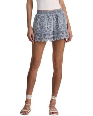 Alice + Olivia Kenley Eyelet Denim Short - Blue