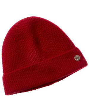Bruno Magli Honeycomb Stitch Cashmere Hat - Red