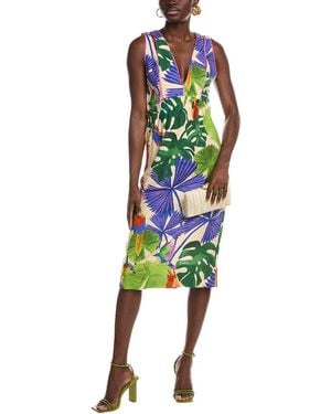 FARM Rio Macaw Jungle Sand Linen Midi Dress - Green