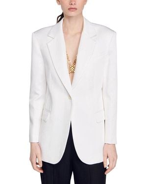 Sandro Alicia Linen-Blend Blazer - White