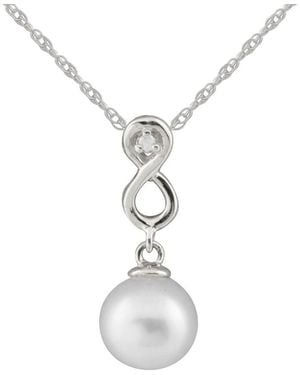 Masako Pearls Splendid Pearls Rhodium Plated Silver 8-8.5mm Freshwater Pearl Necklace - White
