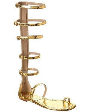Michael Kors Juliette Python-Embossed Leather Gladiator Sandal - Metallic