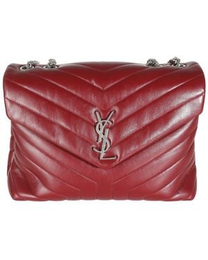 Saint Laurent Red Leather Medium Loulou Chain Bag (authentic Pre-loved)