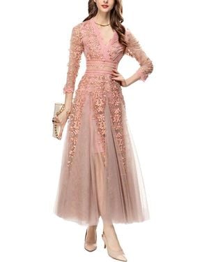 BURRYCO Long Sleeve Embellished Maxi Dress - Pink