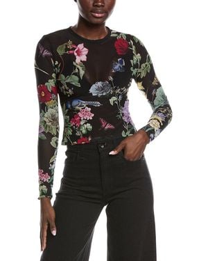 Alice + Olivia Alice + Olivia Delania Mesh Crop Top - Black