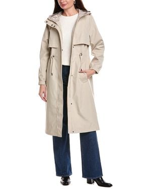 Tahari Amelia Long Raincoat - Natural