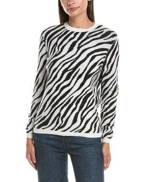 Hannah Rose Cashmere-Blend Leopard Jumper - White