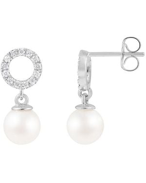 Splendid 14k 0.19 Ct. Tw. Diamond 6.5-7mm Pearl Earrings - Multicolor