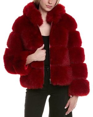 Adrienne Landau Hoodie Jacket - Red