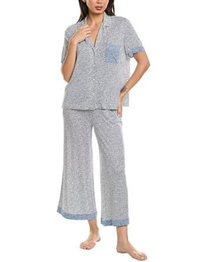 DKNY 2Pc Notch Top & Crop Pant Sleep Set - Blue