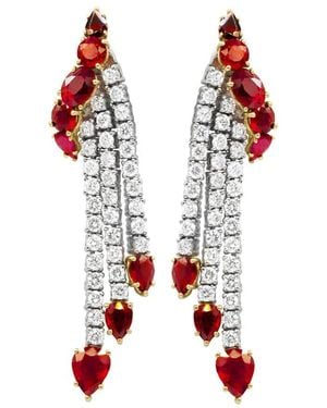 Diana M. Jewels Fine Jewelry 18k 22.40 Ct. Tw. Diamond & Ruby Earrings - Red