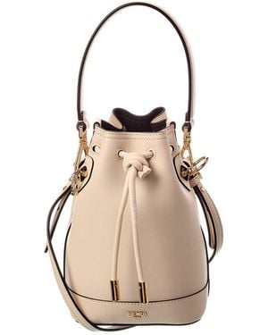 Fendi Mon Tresor Mini Leather Bucket Bag - Natural