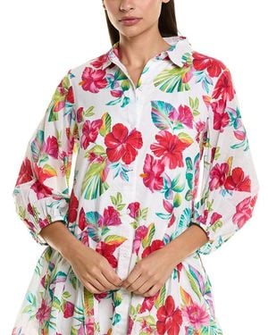 Tommy Bahama Fiesta Floral Shirt Dress - Red