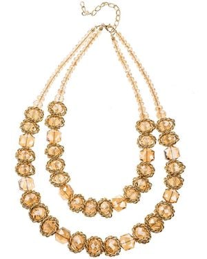 Eye Candy LA Sea Glass & Crystal Paris Statement Necklace - Metallic