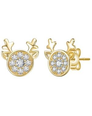 Rachel Glauber 14K Plated Cz Animal Earrings - Metallic