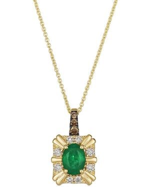 Le Vian Le Vian 14K 0.72 Ct. Tw. Diamond & Emerald Centre Stone Pendant Necklace - Metallic