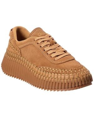 Chloé Nama Leather & Suede Sneaker - Brown
