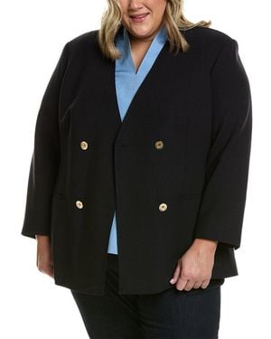 Lafayette 148 New York Plus Collarless Double-breasted Wool-blend Blazer - Black