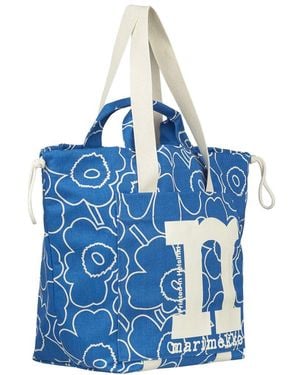 Marimekko Mono City Tote Piirto Unikko Shoulder Bag - Blue