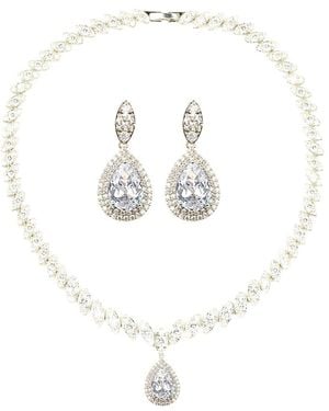 Eye Candy LA Cz Necklace & Earring Set - White